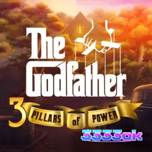 Tampilan visual slot The Godfather: 3 Pillars of Power dengan desain grid 5x3 dan elemen emas yang elegan.